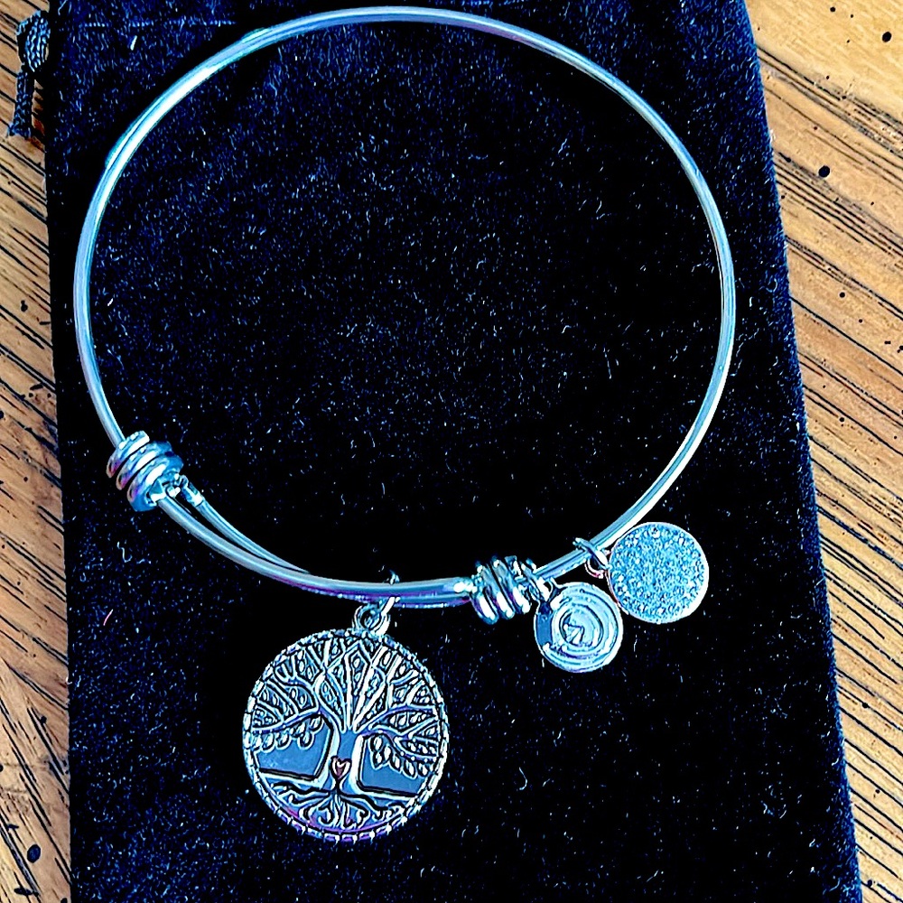 NWOTLove This Life Adjustable 3Charms Brac. 2tone TreeOfLife& Diamondlike circle